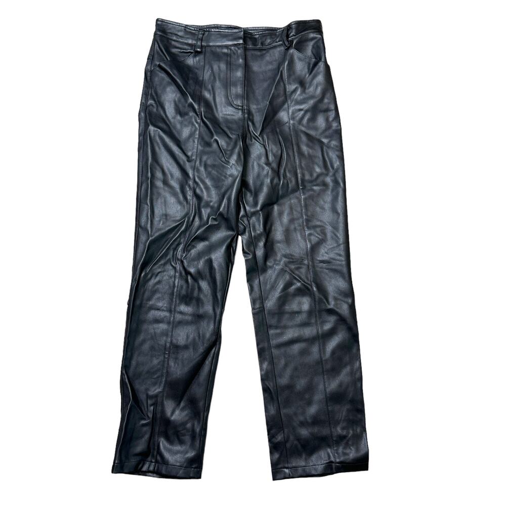 Fore Collection Vegan Black Leather Pants Paneled High Rise Pants M